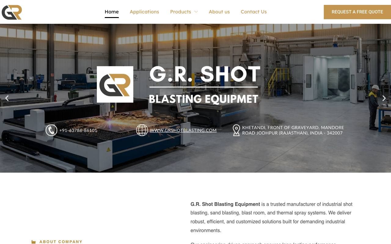GR Shot Blasting — website delivered by NextGen Fusion