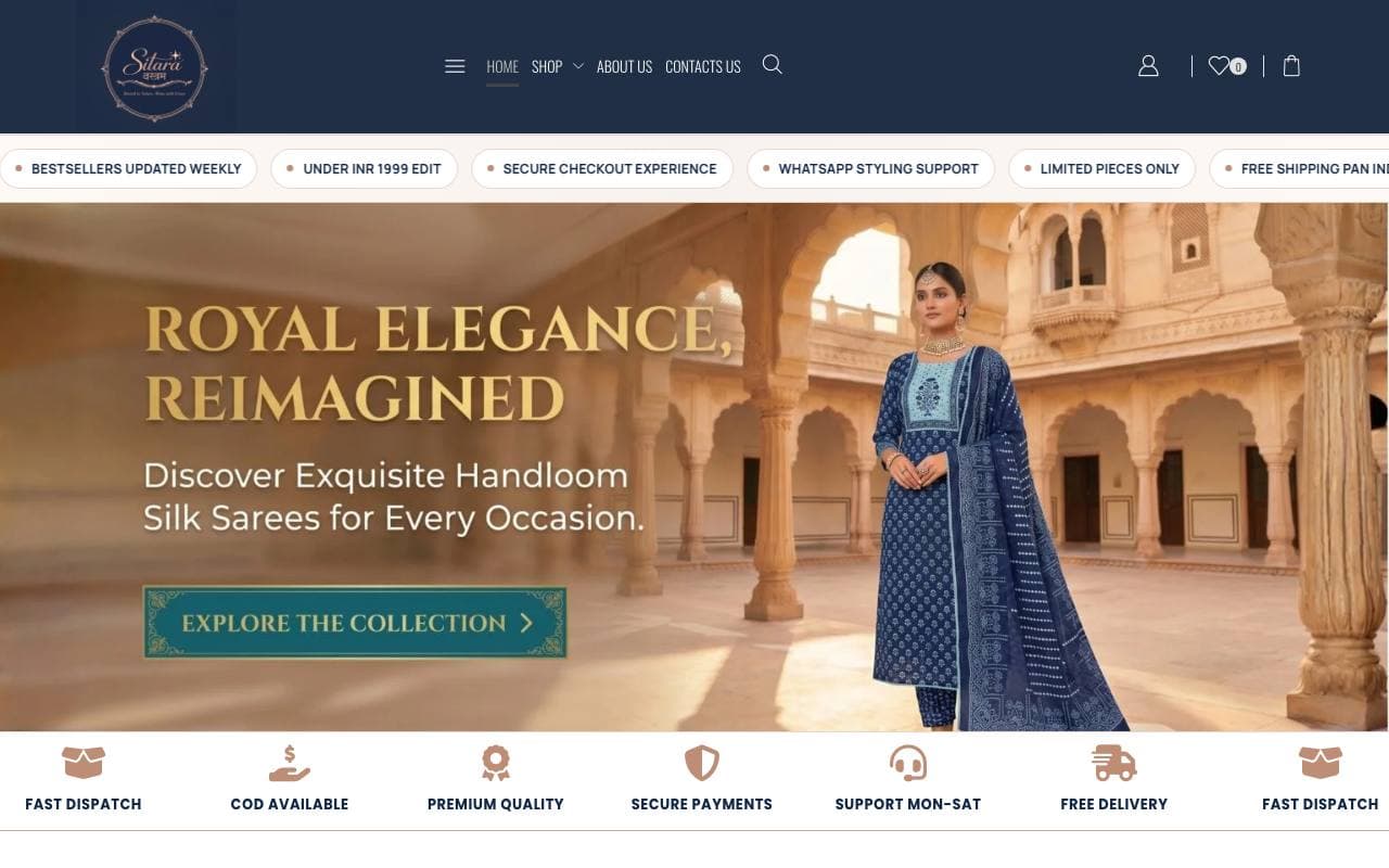 Sitara Vastram — website delivered by NextGen Fusion
